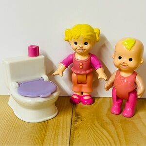 Fisher Price Loving Family Dollhouse Figures Girl Baby Toilet Lot of 3 Toys